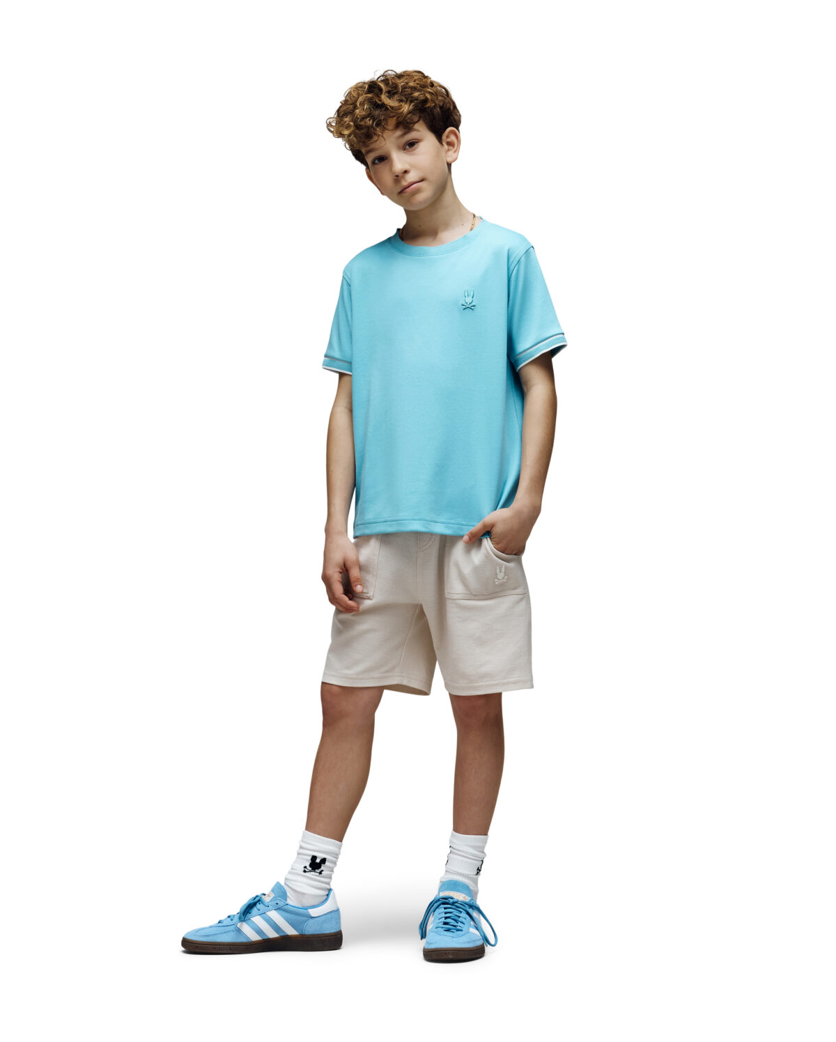 KIDS TOMAS TEXTURED NECK BAND TEE