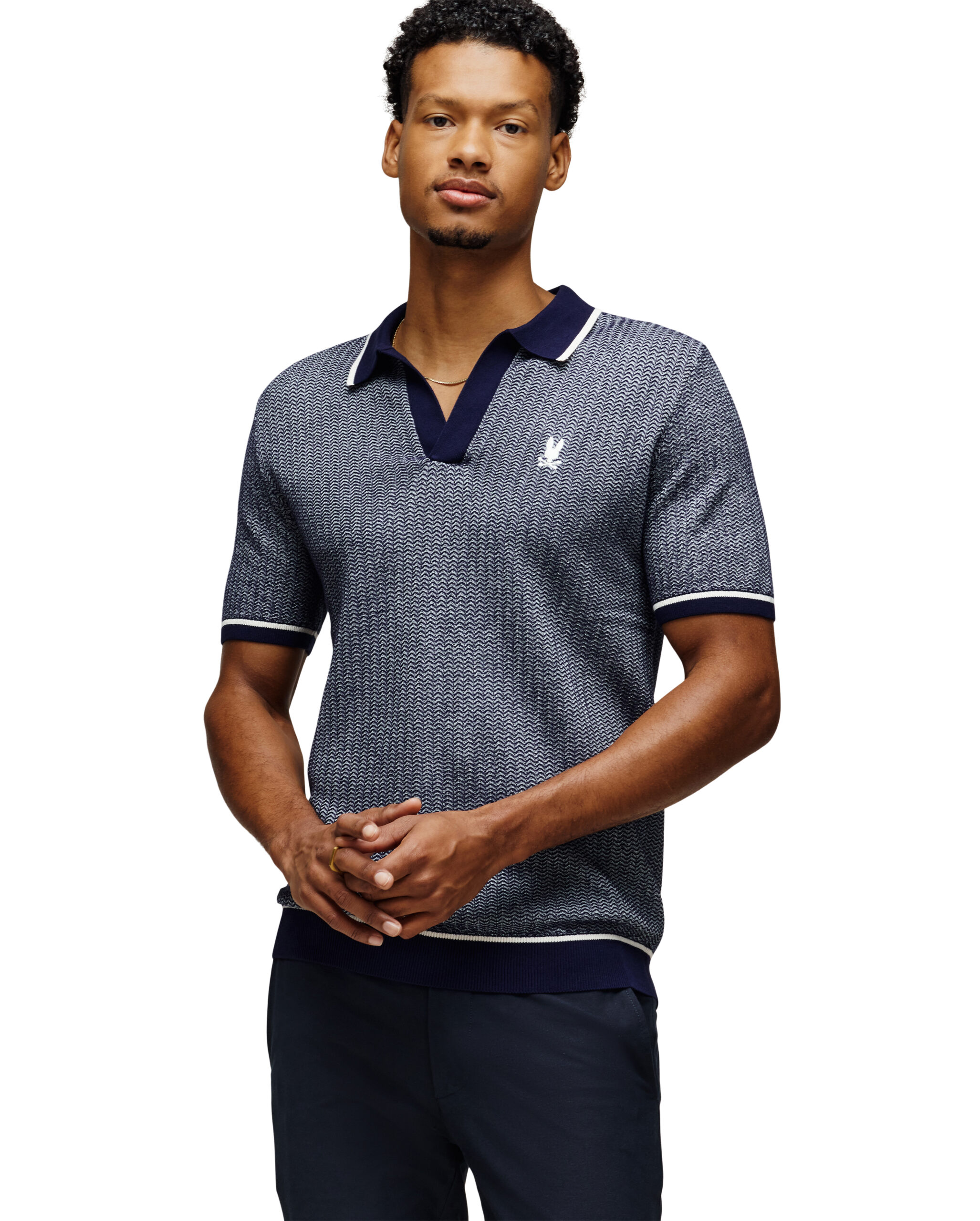 NIALL KNIT JOHNNY COLLAR POLO - Psycho Bunny South Africa