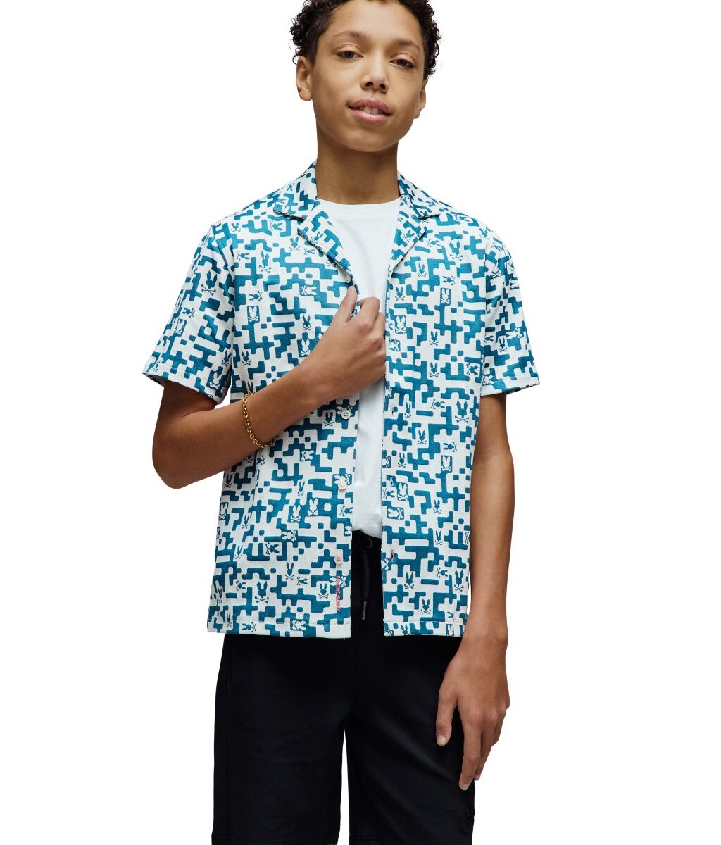 Kids Josh Jacquard Shirt, Mallard Blue