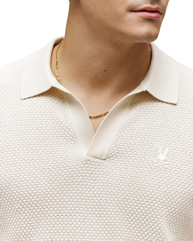 Devon Bubble Stitch Knit Polo, Pristine, photograph 4 of 5