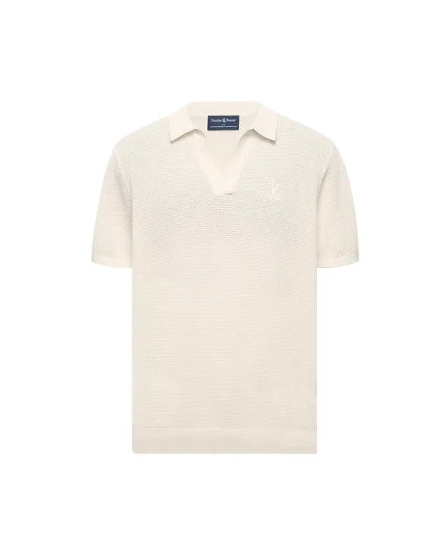 Devon Bubble Stitch Knit Polo, Pristine, photograph 5 of 5