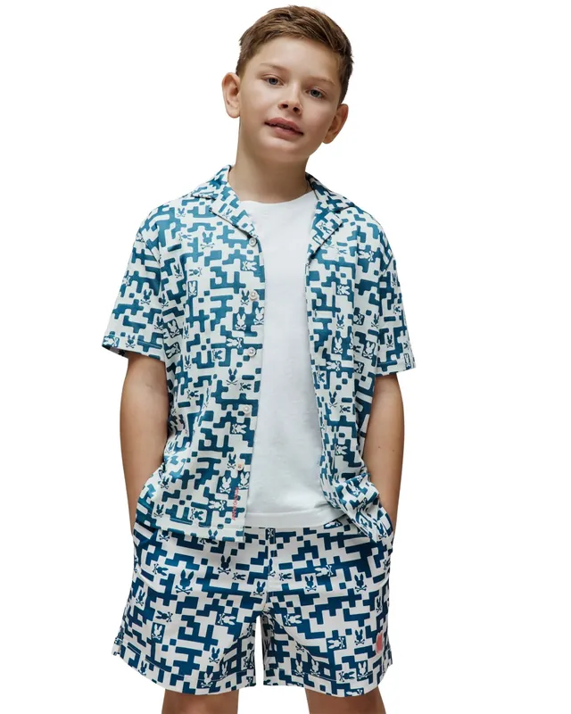 Kids Josh Jacquard Shirt, Mallard Blue, photograph 1 of 4