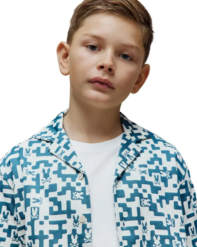 Kids Josh Jacquard Shirt, Mallard Blue, photograph 2 of 4