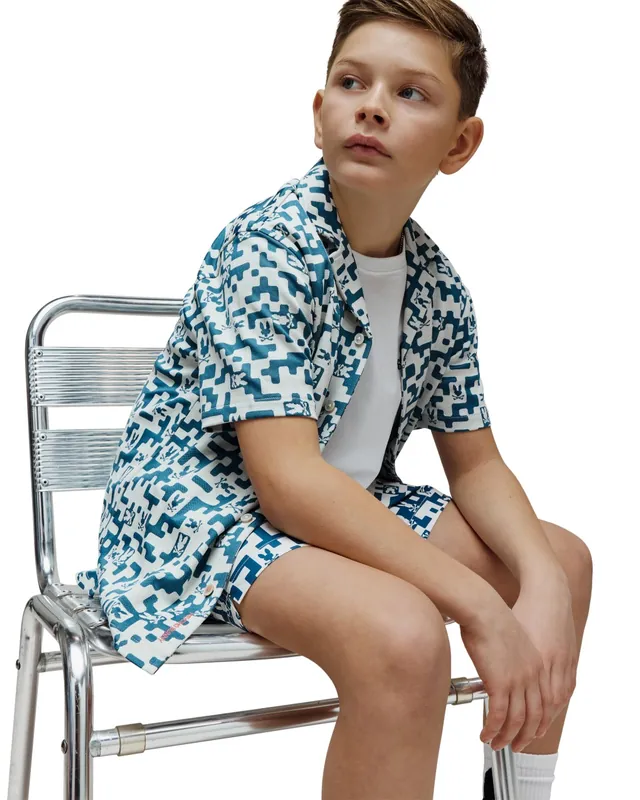 Kids Josh Jacquard Shirt, Mallard Blue, photograph 3 of 4