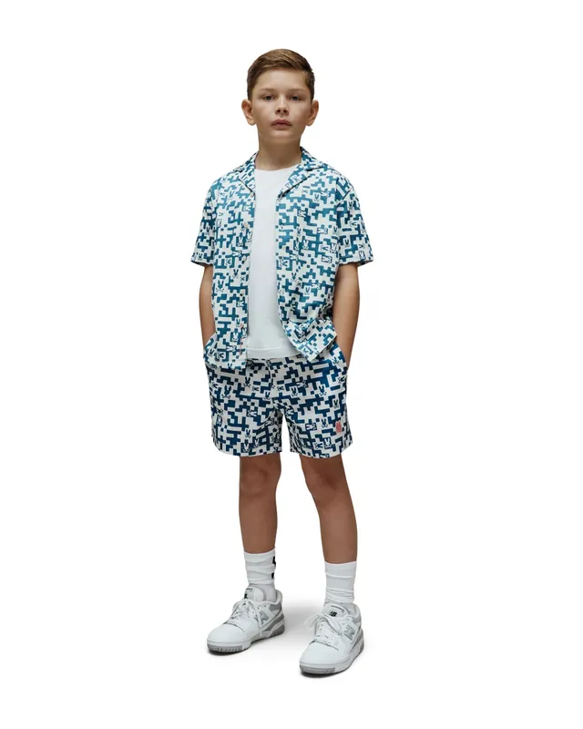 Kids Josh All Over Bunny Board Shorts, Mallard Blue
