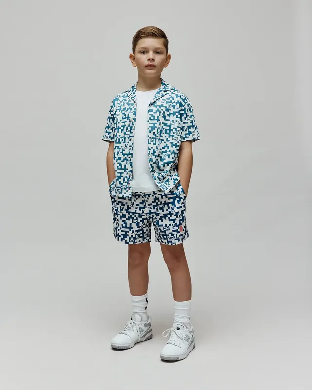 Kids Josh All Over Bunny Board Shorts, Mallard Blue, photograph 2 of 6