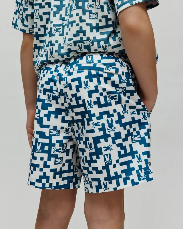 Kids Josh All Over Bunny Board Shorts, Mallard Blue, photograph 4 of 6