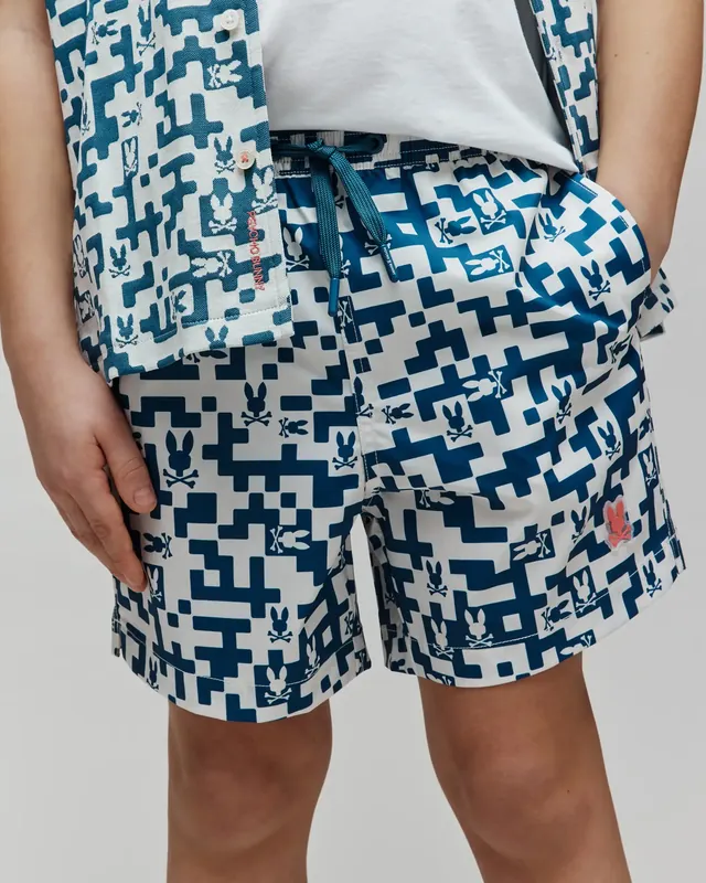 Kids Josh All Over Bunny Board Shorts, Mallard Blue, photograph 5 of 6