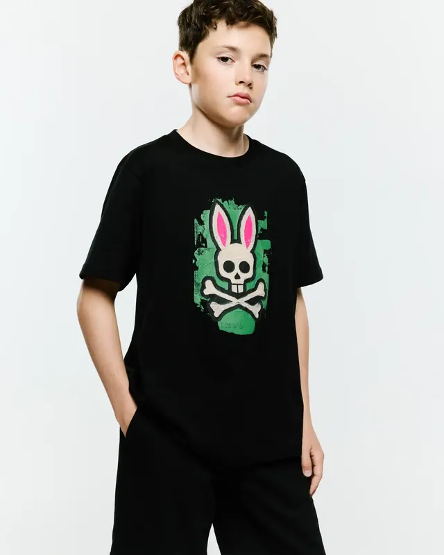 Kids Marcus Bunny Graphic Tee, Black, photograph 2 of 5