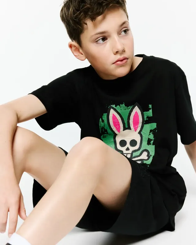 Kids Marcus Bunny Graphic Tee, Black, photograph 3 of 5